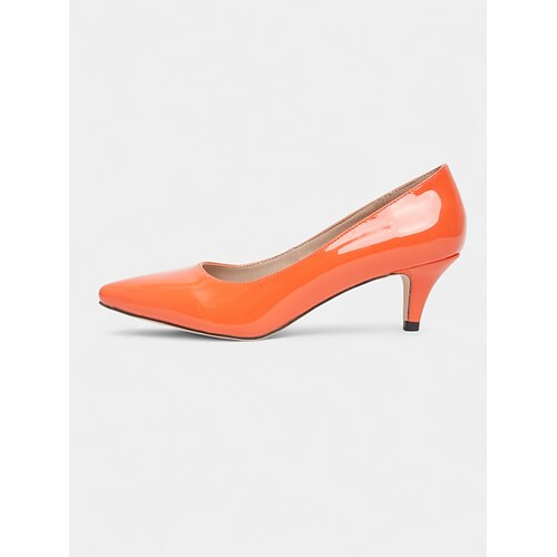 Damen-Pumps aus orangefarbenem Lackleder mit Kitten Heel – Partyschuhe mit spitzer Spitze für das Nachtleben, Clubbing und Abendveranstaltungen Image