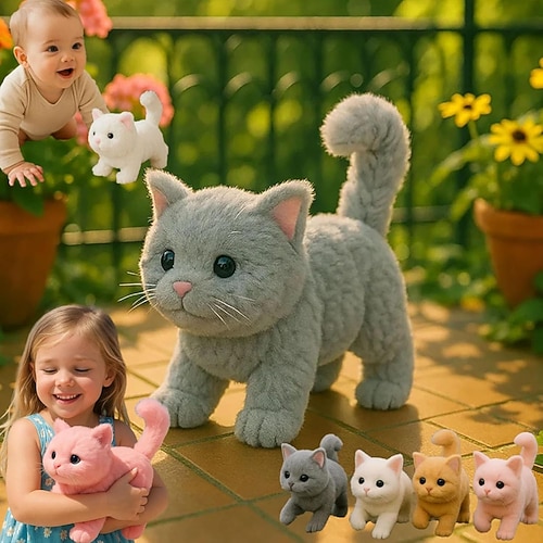Mein realistisches Katzenspielzeug - Bringt endlose Freude und Wärme 2025 neues KI-Roboterkätzchen realistisches Katzestofftier das sich wie echte Katzen verhält Spielzeugkatze die läuft maunzt und