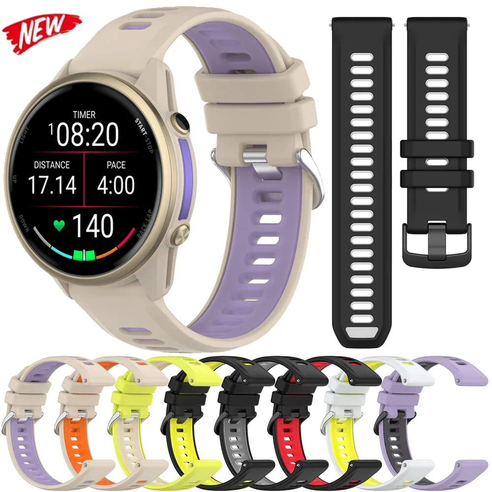 Zweifarbiges offizielles Silikonarmband für Garmin Forerunner 970 965 955 945 935 745, sportliches, bequemes Armband, Armband-Zubehör Image