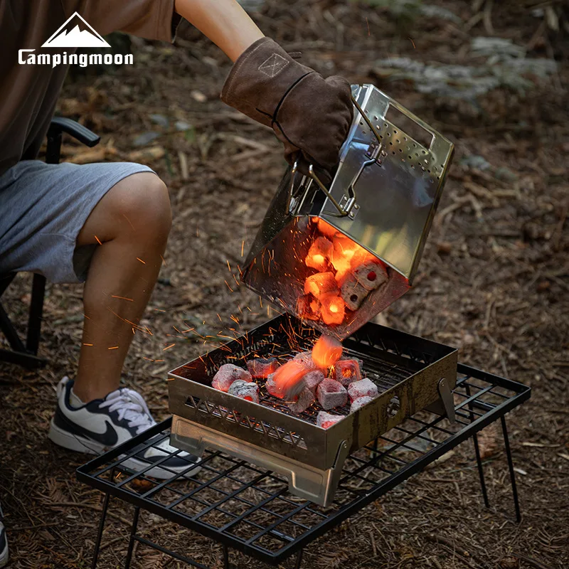 MT-19 Edelstahl Wandern Klapp Holzkohle Herd Brenner Grill Würfel Form Tragbare Outdoor Home Camping Holz Brennen Grill Image