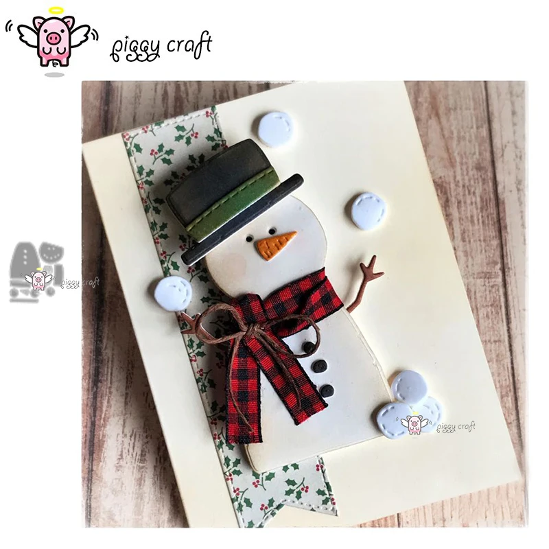 Piggy Craft metal cutting dies cut die mold Christmas snowman Scrapbook paper craft knife mould blade punch stencils dies