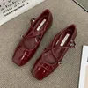 Damen-Pumps, Vintage-Mary-Jane-Schuhe, weiche, leichte Damen-Ballettschuhe, mittelhohe Schuhe mit flachem Mund für Damen, Sommer, Neu