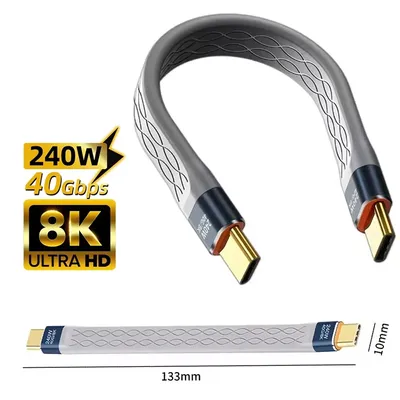 USB4 Data Cable Thunderbolt4 Type C Cable 40Gbps 13.5cm Short Cable PD 240W Charging Cable For SSD Laptops Macbook Phone iPhone