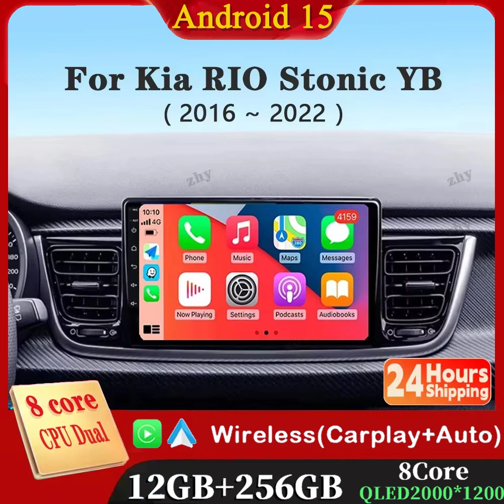 Android 15 Carplay Auto Auto Radio GPS Multimedia Video Player Stereo BT Für Kia RIO Stonic YB 2016 2017 2018 2019 2020 2021 2022 Image