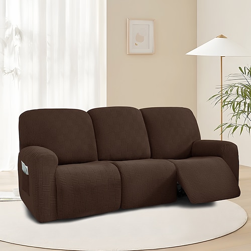 3-Sitzer-Liegesofabezug mit 5x5-Gitterstichdesign – Drei-Personen-Lounge-Couchbezug mit niedriger Rückenlehne und modernem Stil Image