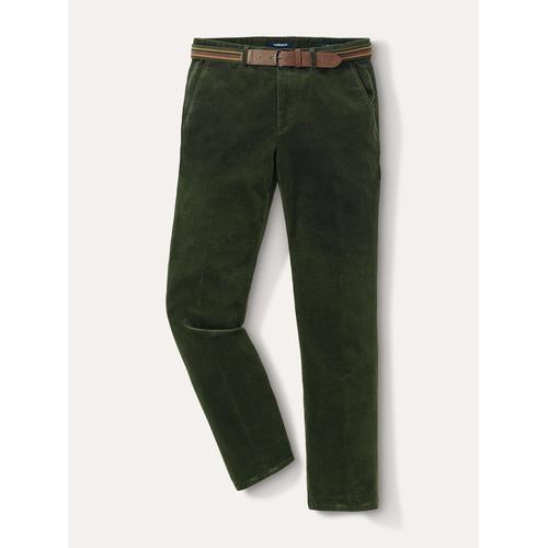 Walbusch Herren Gürtel-Cord Chinohose Gruen