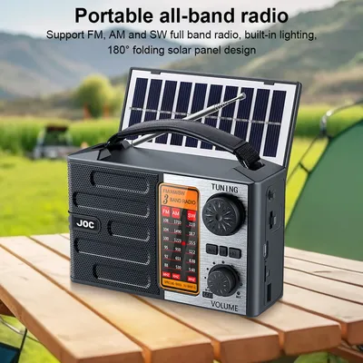 Solar Radio Portable AM FM SW Radio with Flashlight & BT Speaker Full Band Radio Emergency Radio for Outdoor Camping Emergency