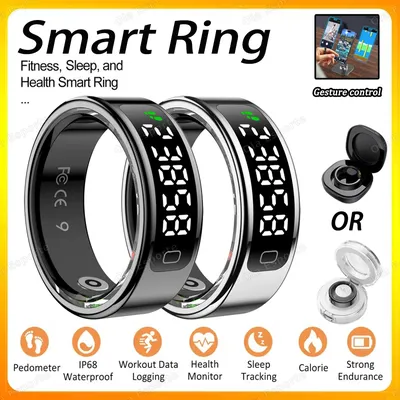 Neue Smart Ring Männer Frauen Display Bildschirm Geste Swipe Video Smartring Wasserdichte Herzfrequenz Schlaf Monitor Ringe Für Android IOS
