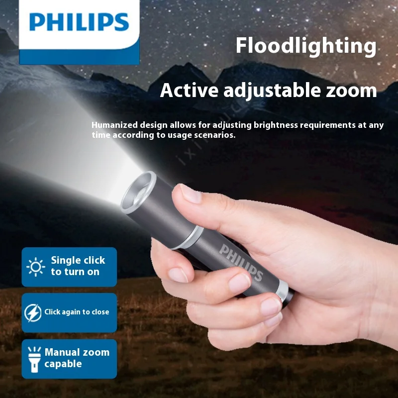 Philips New 2251 Mini tragbare multifunktionale Taschenlampe – Campinglampe aus Aluminiumlegierung zum Wandern, Selbstverteidigung