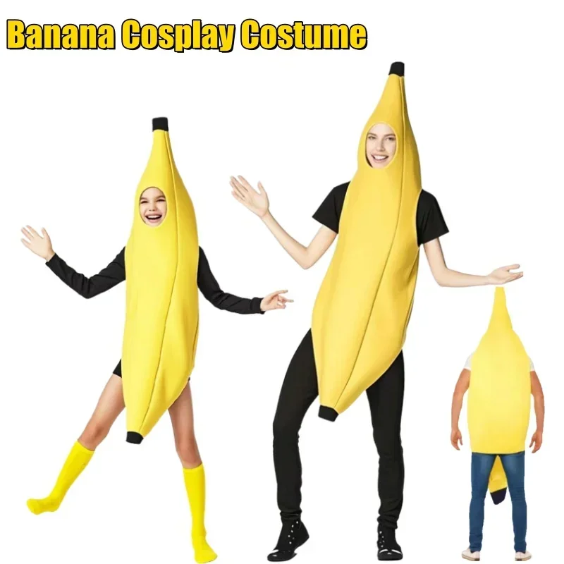 Lustiges Bananen-Halloween-Kostüm für Kinder und Erwachsene, Theatershow, Karneval, Party-Outfit, Bühnenauftritt, Kostüm, Komödie Image