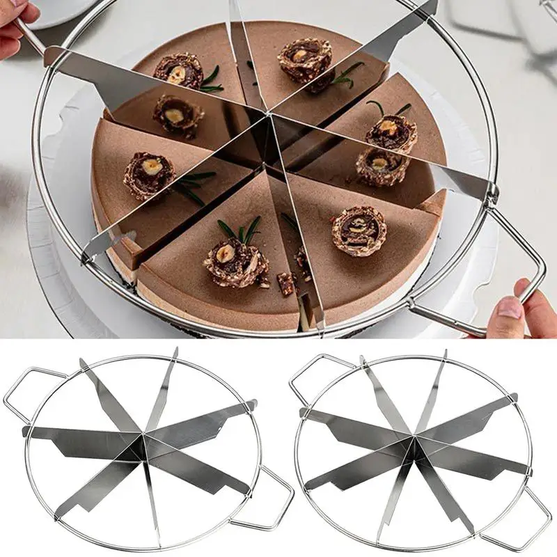 Käsekuchen Slicer Kuchen Portion Cutter Edelstahl Runde Gebäck Käse Pizza Schneiden Presse Werkzeug Küche Gadgets mit Griffen