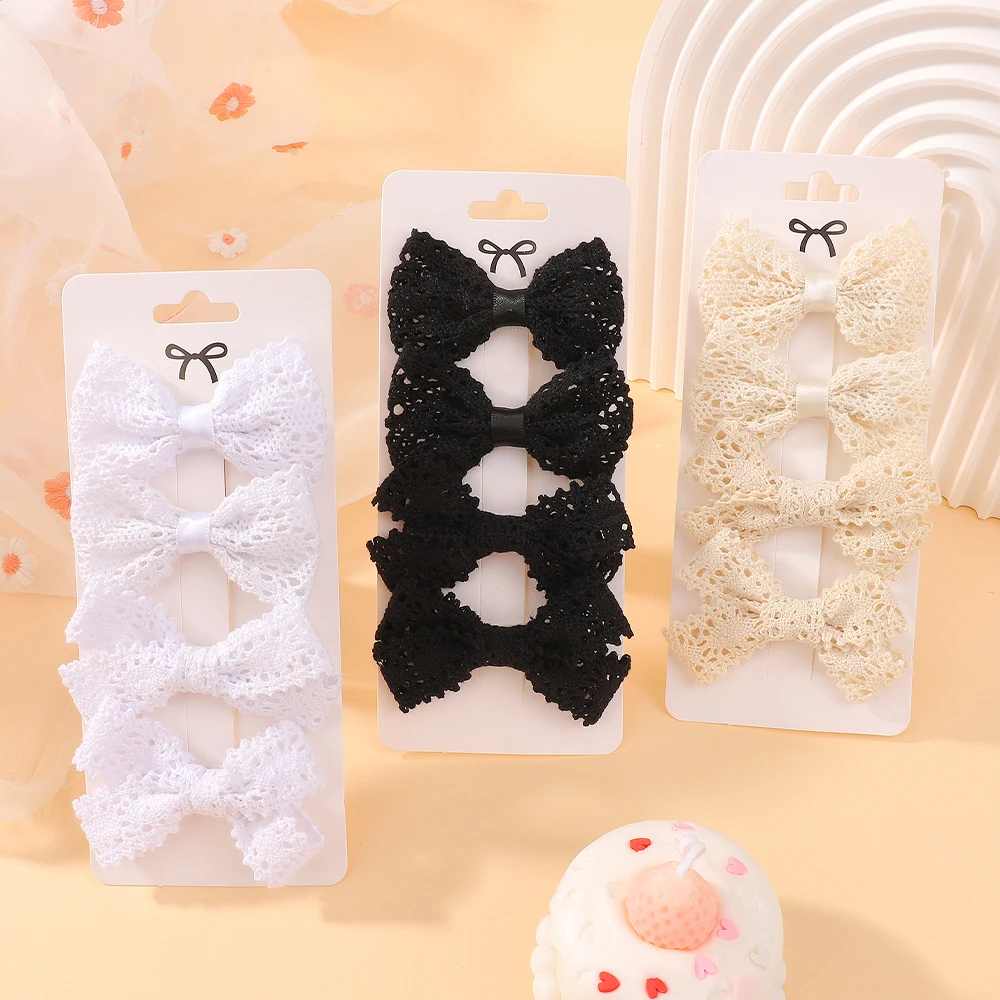 4 Stücke Böhmischen Stil Spitze Bögen Haarnadeln Haarspangen Kinder Haar Pony Baby Mädchen Niedliche Kinder Kopfbedeckung Haarschmuck Geschenke Image