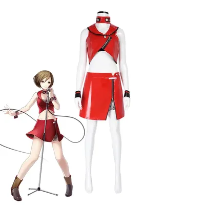Anime VOCALOID3 Meiko Cosplay Kostüm Perücke Meiko PU Rote Uniform Weihnachten Halloween Formel Uniform für Frauen Comic Con Image