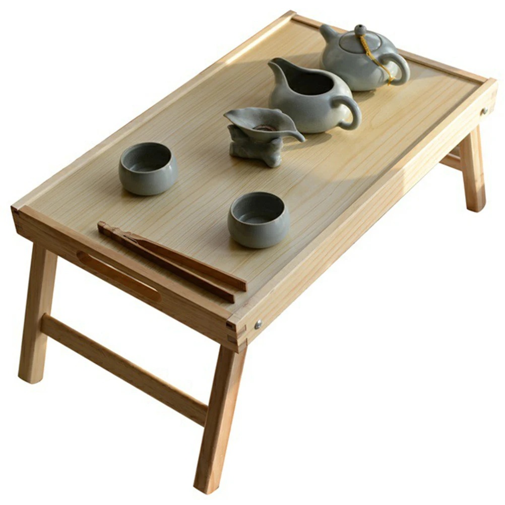 Laptop-Schreibtisch aus Holz, faltbar, tragbar, Betttablett, Tisch zum Frühstück im Bett, Bambusmaterial, robust, für den Innen- und Außenbereich Image
