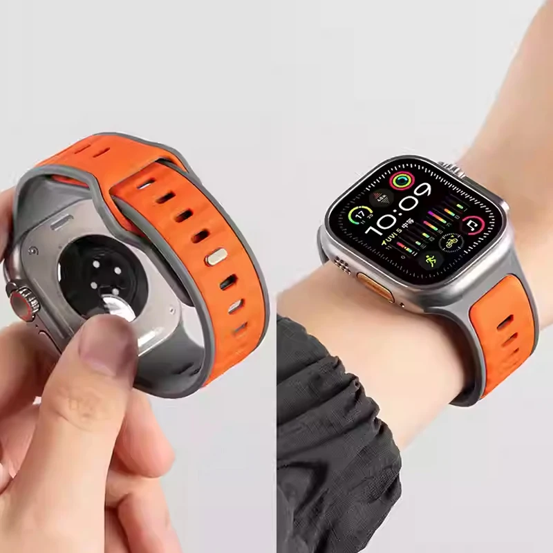 Silikonband für Apple Watch Armband 44mm 45mm 40mm 41mm 42-38mm 45mm Sportarmband iwatch Serie 8 7 6 5 4 3 SE 9 Ultra 2 49mm Image