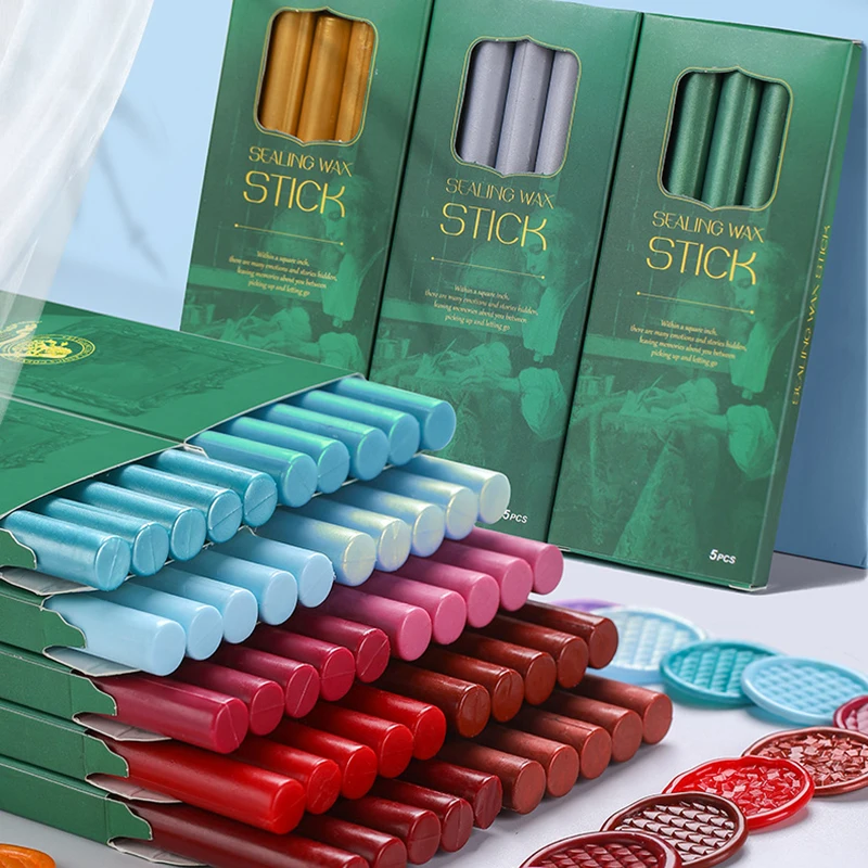 5PCS/Pack Boxed Wax Seal Sticks, Fire Paint Wax Stick Multi-color for You to Choose, Can be Used with Glue Gun
