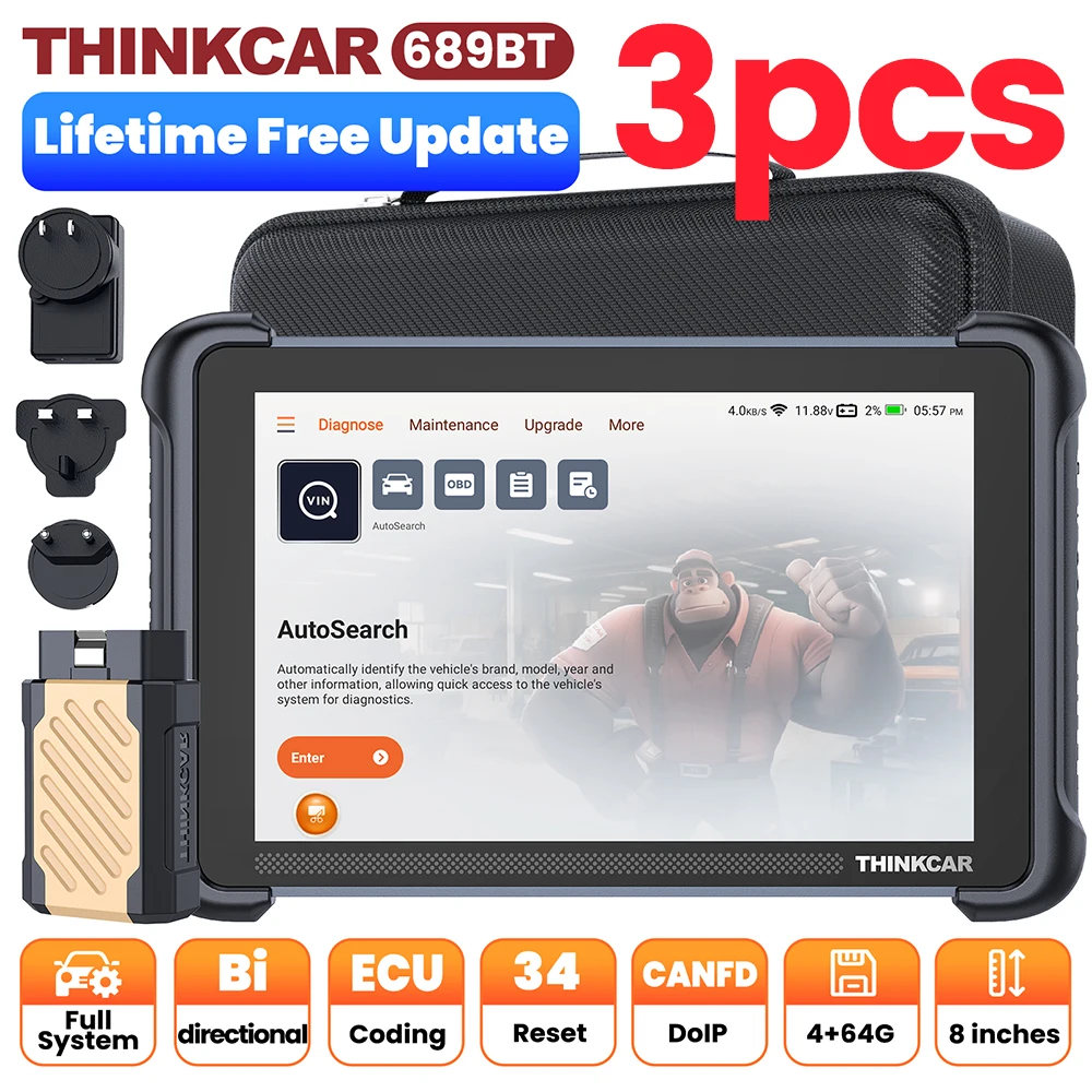 3pcs THINKCAR THINKSCAN 689BT/MUCAR 892BT OBD2 Diagnostic Tool Support DOIP CAN FD Lifetime Free update