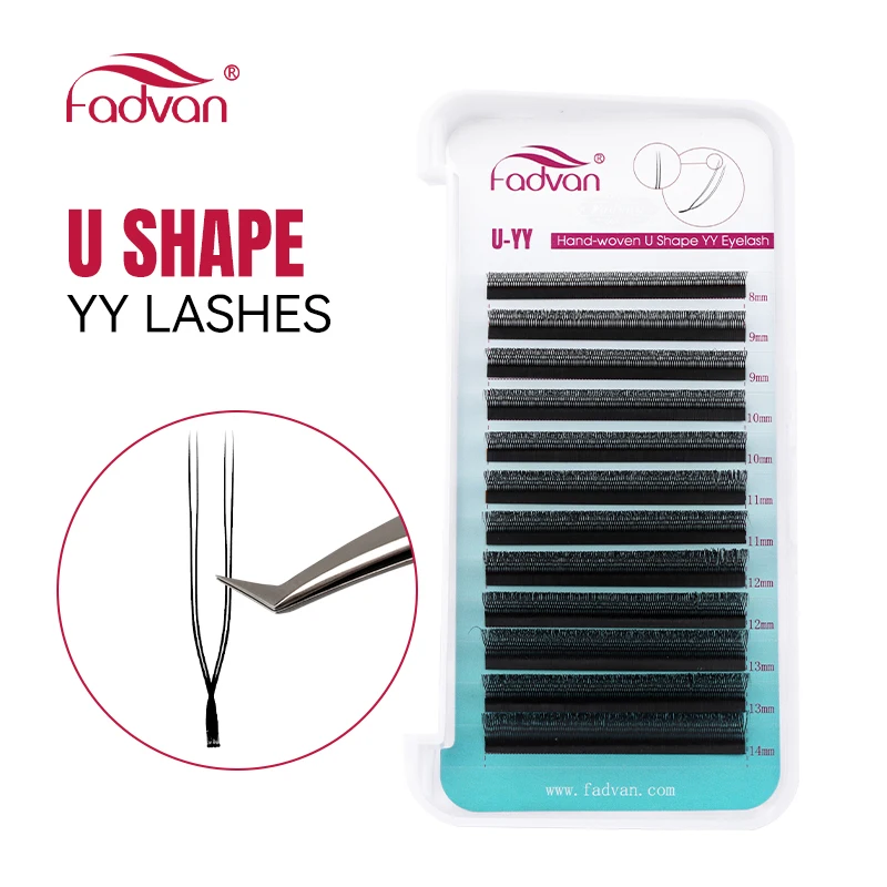 FADVAN U-förmige YY Lashes C/D Curl Wimpernverlängerung, wasserfest, hochwertig, weich, Make-up, künstliche Wimpern aus Nerz Image