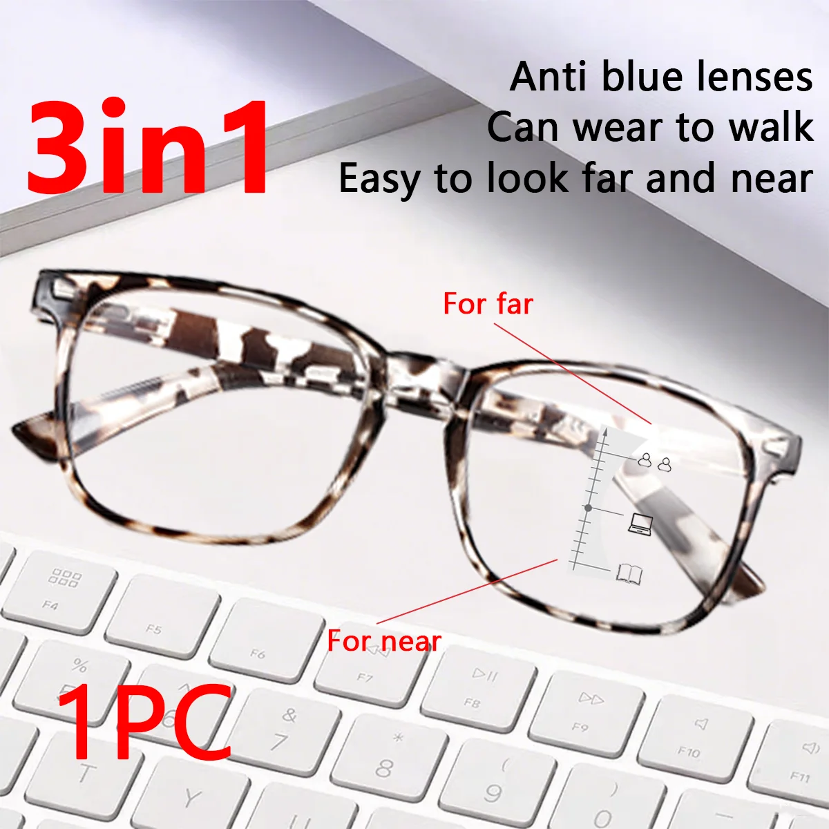 1pack Anti-blau Licht Multifokale Lesebrille Männer Frauen Progressive Near Far Brillen Weitsicht Brillen Image