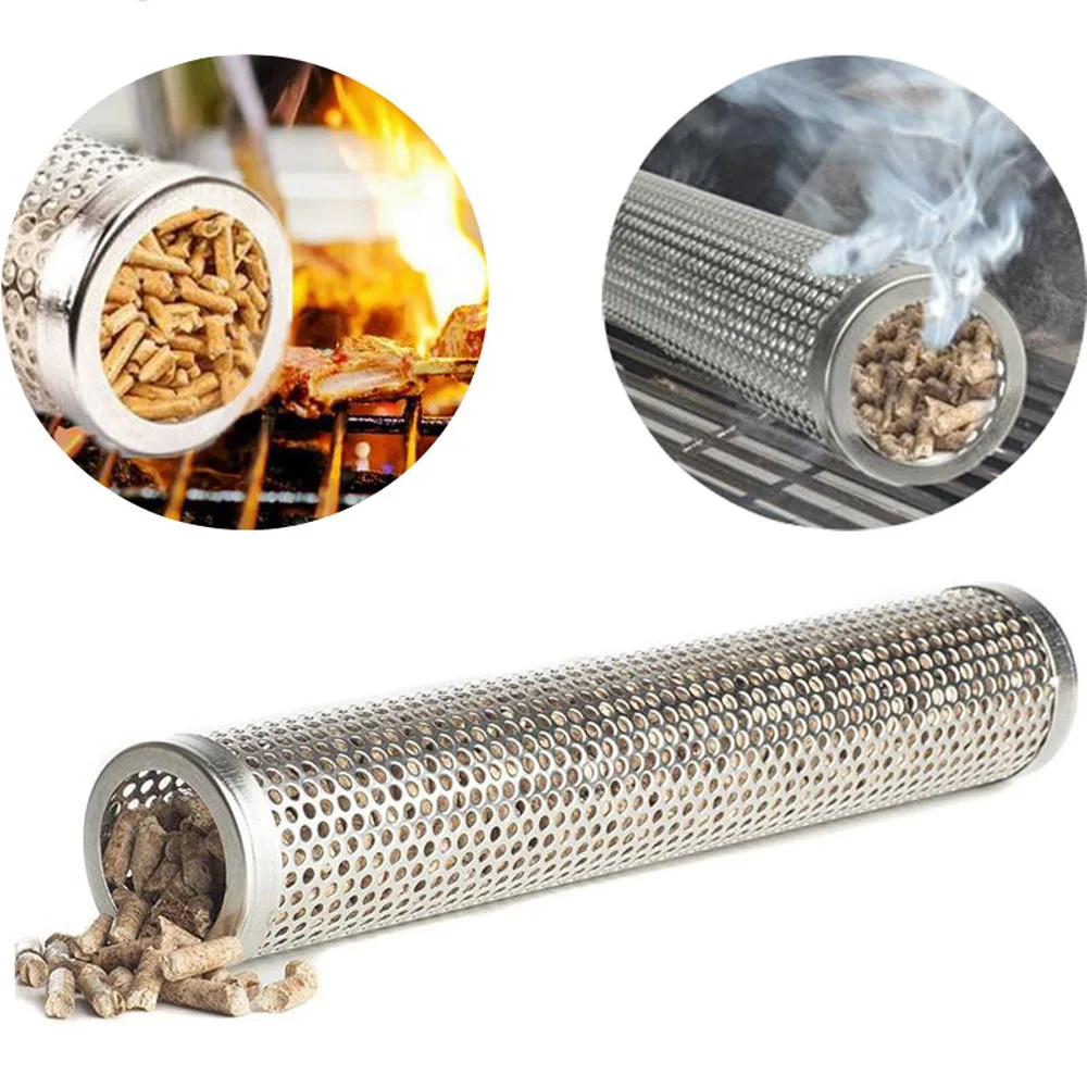 Hexagon Runde BBQ Smoked Tube Edelstahl BBQ Mesh Smoker Tube Filter Gadget Generator Pellet Smoking BBQ Zubehör Werkzeuge