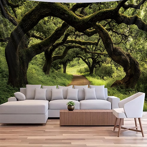Tapisserie Banner Wandbehänge 森林 Landschaft 3D Schlafzimmer Wohnzimmer Wohnheim Dekorationen Wand Tür Hintergrund Image