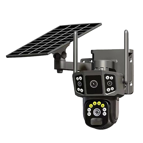 Kabellose Solar-Überwachungskamera – Doppelobjektiv-Verbindung, 100 % kabellos, WLAN, batteriebetrieben, 360°-Drehung und Neigung, Farb-Nachtsicht, PIR, Zwei-Wege-Audio, SD- und Cloud-Speicher Image