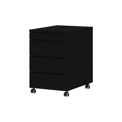 bümö Space Rollcontainer mit Schubladen, Container aus Holz in schwarz - Rollwagen für's Büro als Schreibtisch Unterschrank, Bürocontainer od. Image