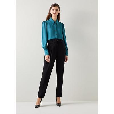 Sonya Teal Viscose Crepe Shirt With Sparkle Button, Teal