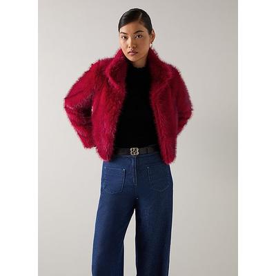 Noah Rio Red Faux Fur Cropped Jacket Damson, Damson