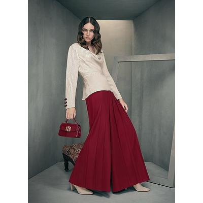 Colette Rio Red Pleated Design Maxi Trouser, Crimson