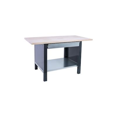 PROREGAL Werkbank BUFFALO WOOD mit 1x Schublade | HxBxT 86,5x120x75cm | Traglast 1000kg | Anthrazit | Werktisch Arbeitstisch Image