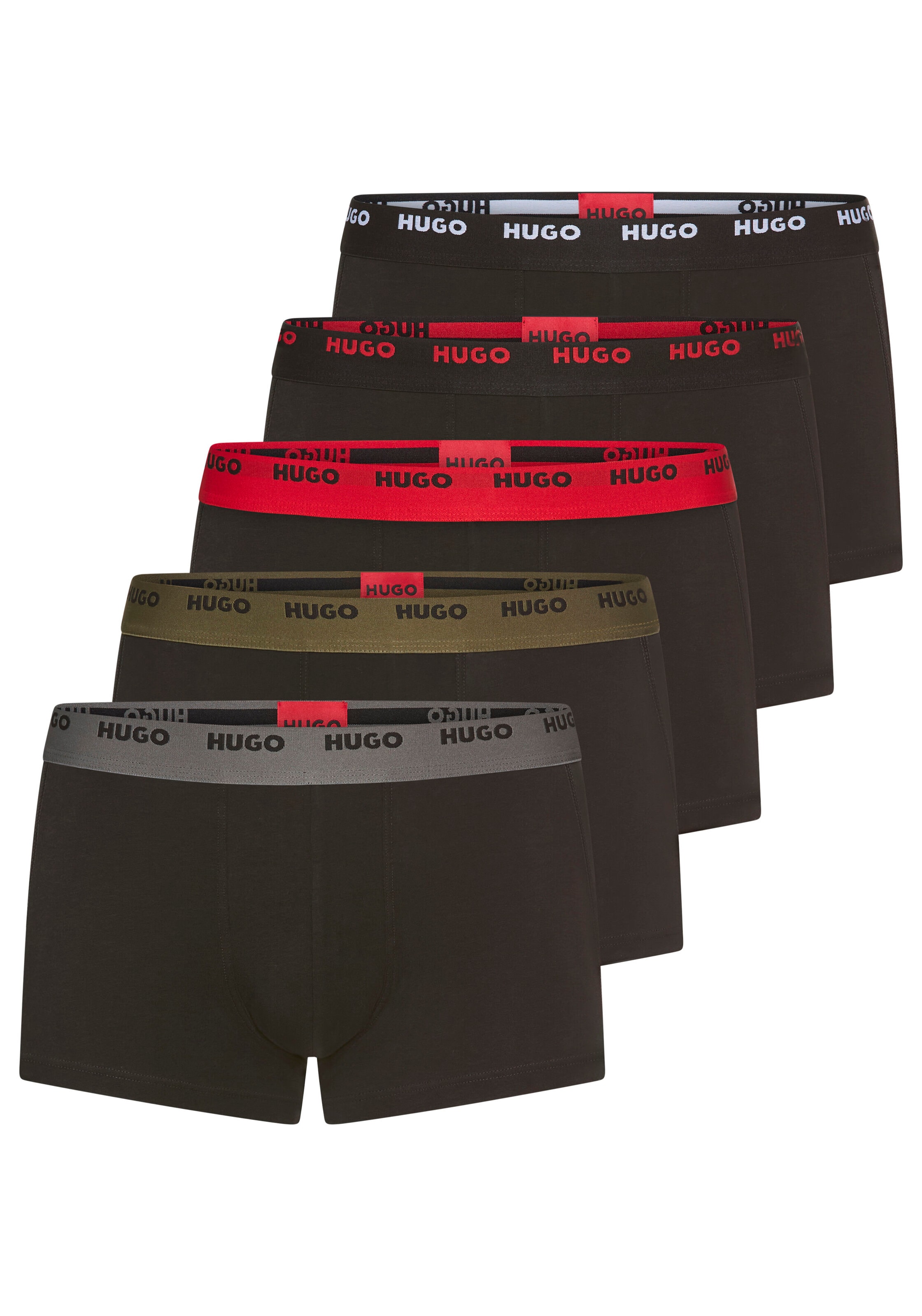 Trunk HUGO UNDERWEAR "FIVE PACK", Herren, Gr. L (52), schwarz (schwarz 003), Single Jersey, Obermaterial: 95% Baumwolle, 5% Elasthan, körpernah, Unterhosen, mit HUGO Schriftzug Image