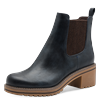 Chelseaboots MARCO TOZZI, Damen, Gr. 36, blau (navy), Lederimitat, Elastischer Einsatz, unifarben mit Farbeinsatz, klassisch, Schuhe, Blockabsatz, Stiefelette, Businessschuh in veganer Verarbeitung