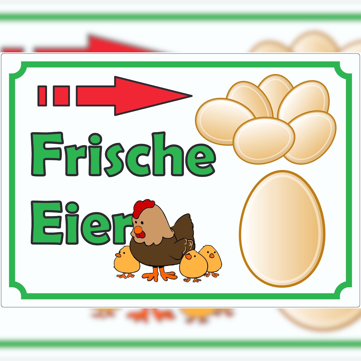 HB-Druck Werbeaufkleber Aufkleber Eier mit Pfeil nach rechts A7 (74x105mm) Image