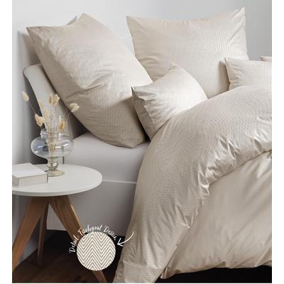 Bettwäsche JANINE "Interlock-Jersey59000 3", beige (naturell), B/L: 155cm x 220cm, , Interlock-Jersey, B/L: 80cm x 80cm, Interlock-Jersey, Obermaterial: 100% Baumwolle, Bettwäsche, mit Reissverschluss Image