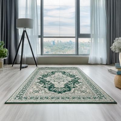 Teppich MY HOME "Oriental, Made in Belgium", grün (dunkelgrün), B:280cm H:7mm L:365cm, Kunstfaser, Teppiche, Orient-Optik, mit Bordüre, Teppich, Kurzflor, Weich, Kundenliebling Image