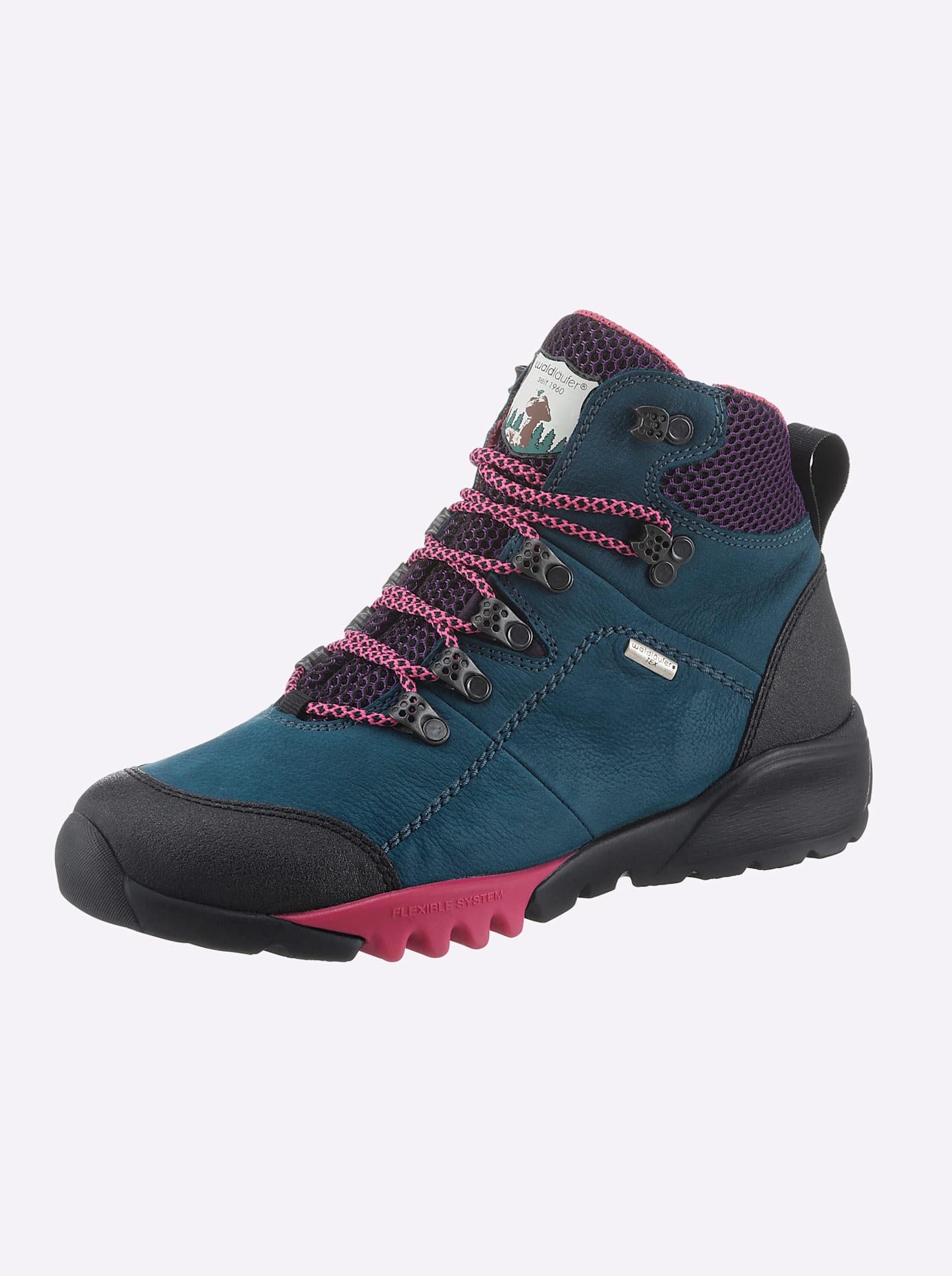 Stiefelette WALDLÄUFER, Damen, Gr. 7.5, blau (petrol), Gummi, Nubukleder, Textil, Schuhe