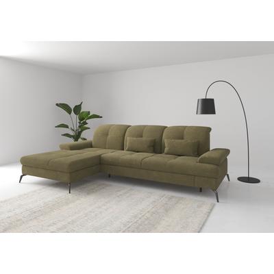 Ecksofa SIT & MORE "Amica, L-Form, inkl. Sitztiefenverstellung & Armteilverstellung", grün (olive), B:279cm H:90cm T:185cm, 100% Polyester, Sofas, wahlweise mit Bettfunktion, Bettkasten und Kopfteilverstellung Image