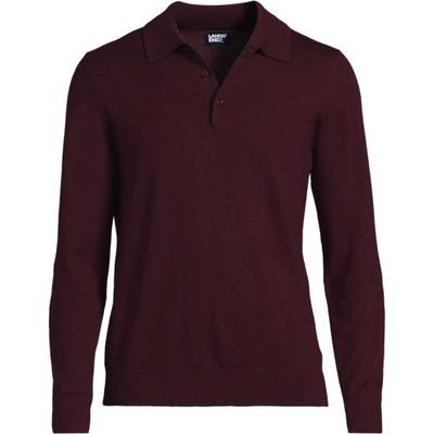 Merino Wool Polo Sweater Top, Men, size: 46-48, regular, Red, Wool, by Lands' End