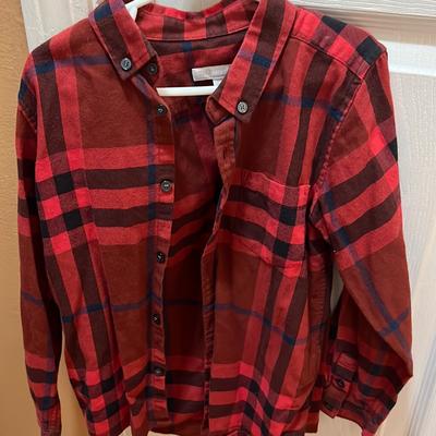 Burberry Shirts & Tops | Burberry Red And Black Plaid Kids Button Down Shirt | Color: Red | Size: 8b