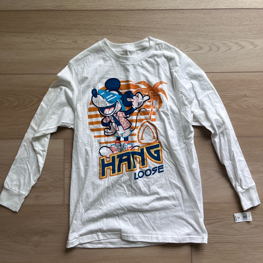 Disney Shirts | Disney Aulani White Long Sleeve Tee With Mickey Surf Design | Color: Orange/White | Size: M