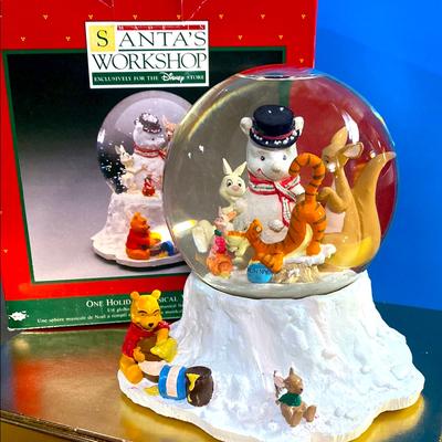 Disney Holiday | Walt Disney Santa's Workshop 90’s Winnie The Pooh Holiday Musical Snowglobe | Color: Red/White | Size: Approx 6”