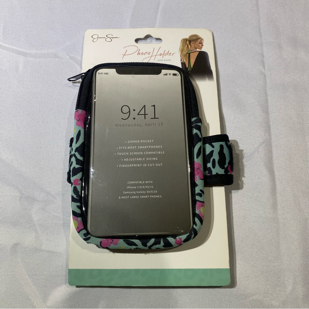 Jessica Simpson Cell Phones & Accessories | Jessica Simpson Phone Holder Arm Band With Pink, Blue And Black Pattern | Color: Black/Pink | Size: Os