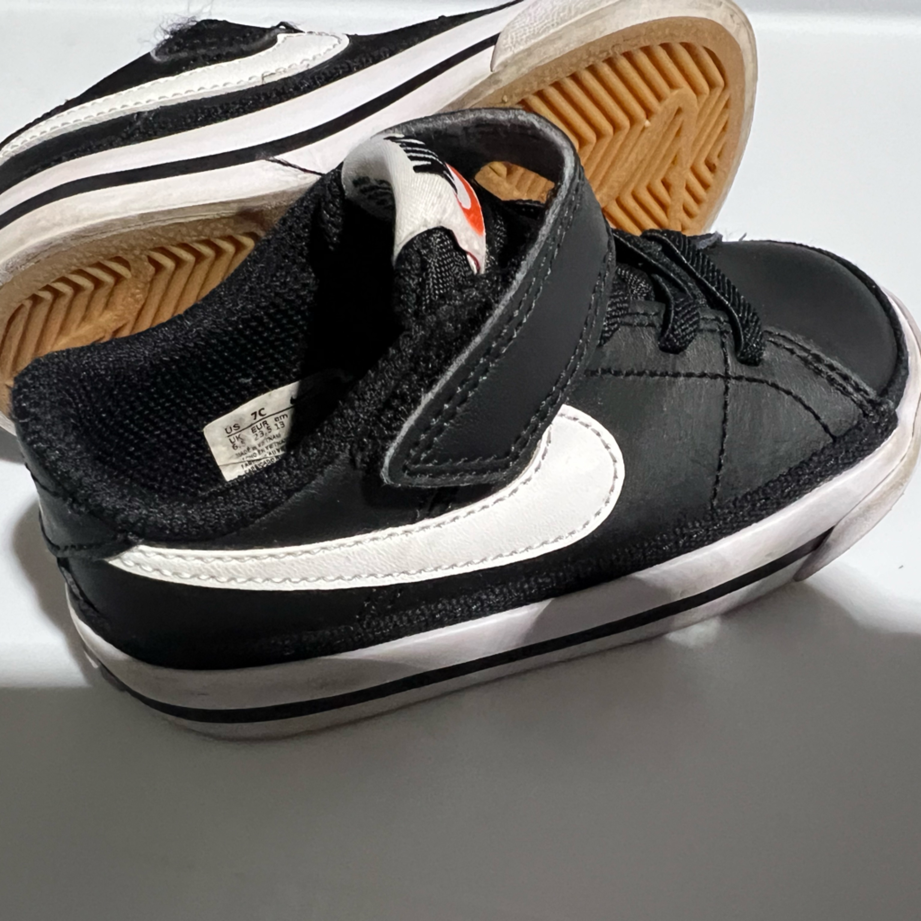 Nike Shoes | Boys Nike Gently Used Black And White Sneakers, Size 7c Toddler Size | Color: Black/White | Size: 7bb
