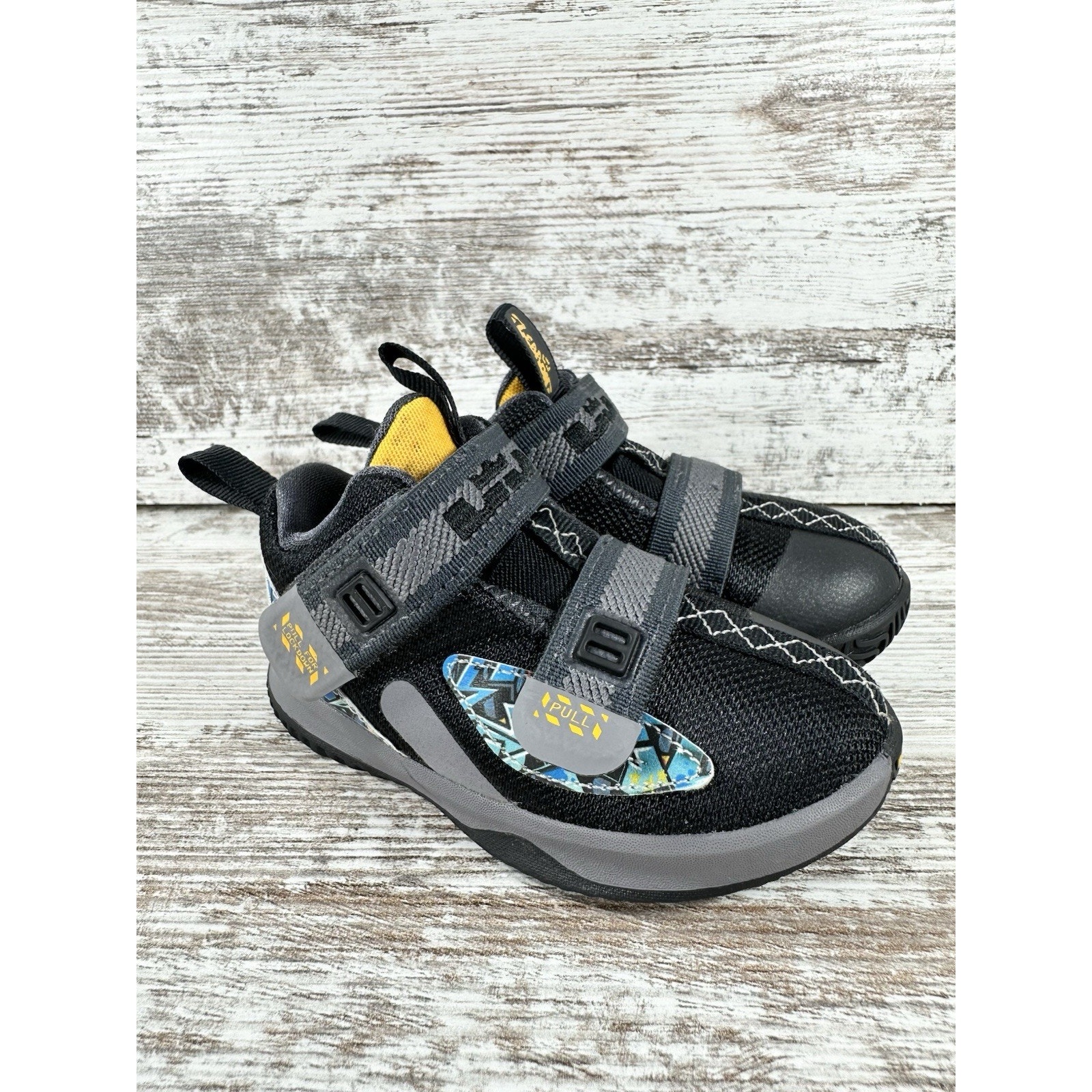 Nike Shoes | Toddler Nike Lebron Soldier 13 'Graffiti' Black Basketball Shoes Sz 5c Euc! | Color: Black | Size: 5bb