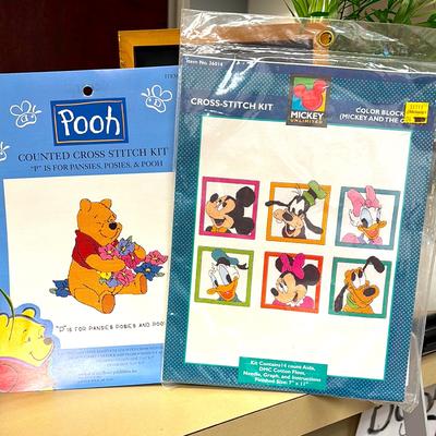 Disney Office | 2-Disney Cross-Stitch Kits Pooh & Mickey And The Gang | Color: Orange/Pink | Size: Os
