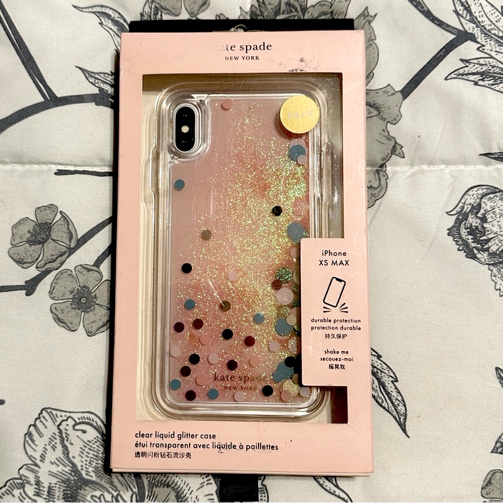 Kate Spade Cell Phones & Accessories | Kate Spade Pink Liquid Glitter Polka Dot Iphone Case Xs Iphone Max | Color: Blue/Pink | Size: Iphone Xs Max
