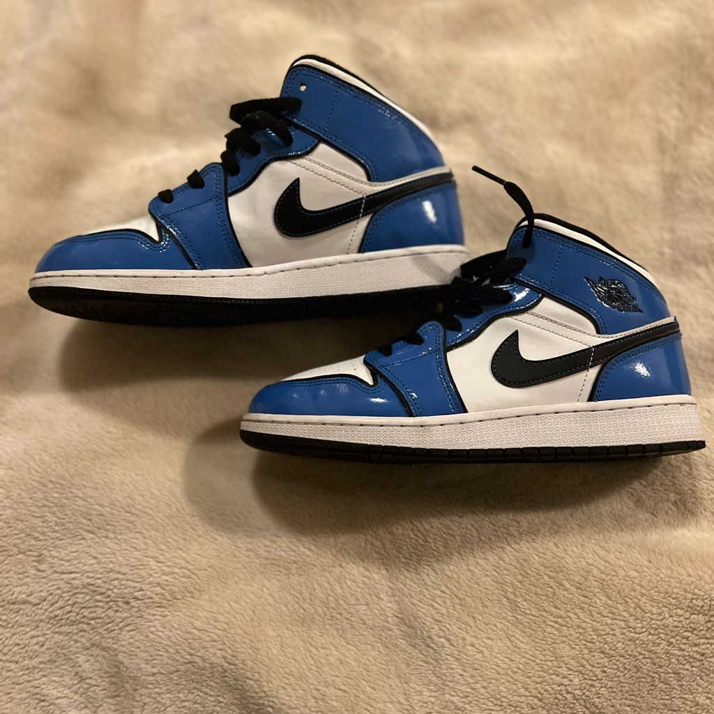 Nike Shoes | Youth Nike Air Jordan 1 Mid Signal Blue | Color: Black/Blue | Size: 7b