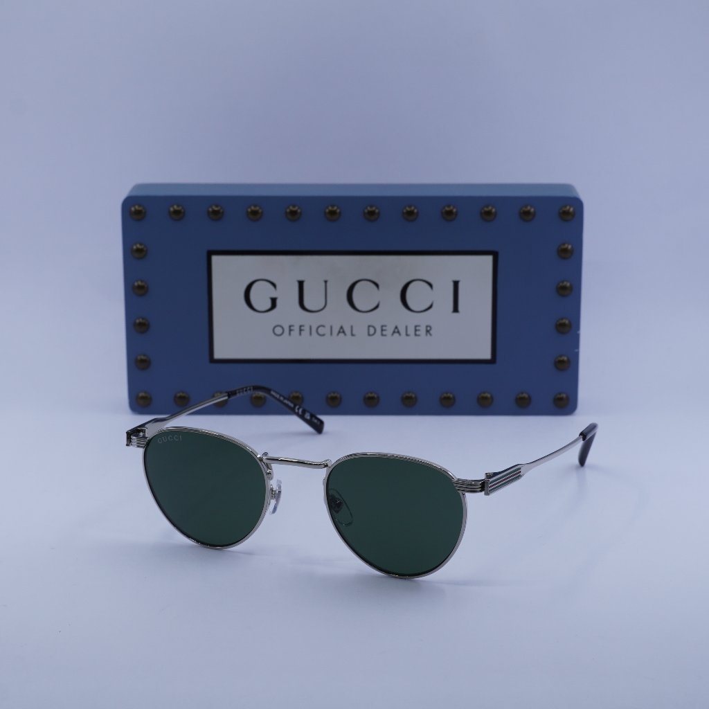 Gucci Accessories | Gucci Gg1875s 002 Round Sunglasses Silver/Green | Color: Green/Silver | Size: 48 - 21 - 145