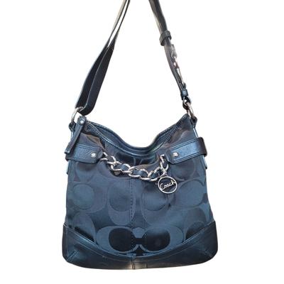 Coach Bags | Coach F19730 Black Gallery Optic Signature Silver Chain Sharp Bag Purse | Color: Black/Silver | Size: Os
